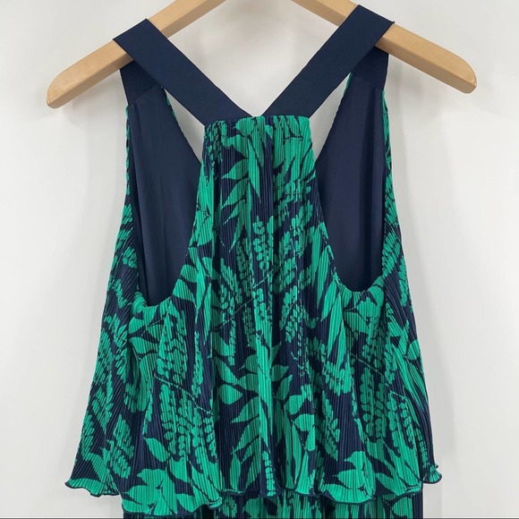 BANANA REPUBLIC Dress Travel Coastal Tropical Leaf Print Racerback Maxi Midi Med - Picture 6 of 11